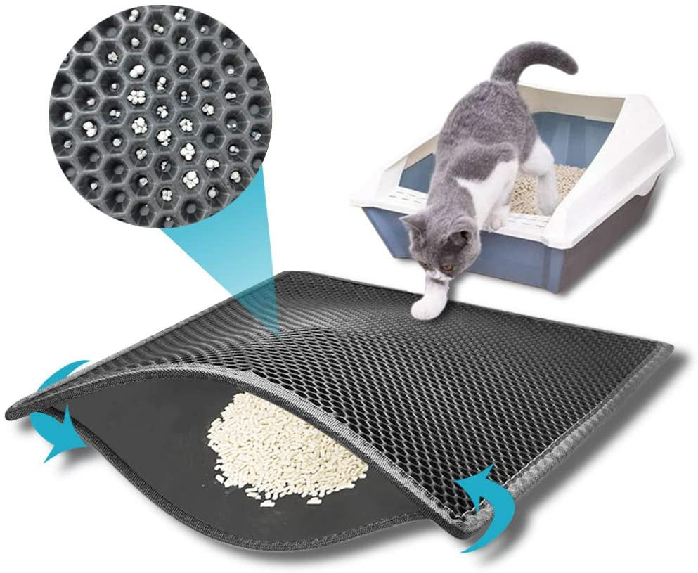 Pet Cat Litter Mat Waterproof Double Layer Kitten Litter Trapping Pet Litter Box Mat Clean Pad Products for Cats Accessories Animals & Pet Supplies > Pet Supplies > Cat Supplies > Cat Litter Box Mats Stibadium Gray