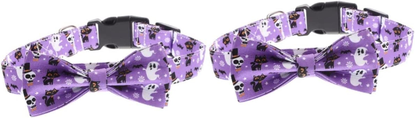 Generic 4Pcs Cat Decor Themed Collar Neckwear Pets Medium Collars Bowtie Bow Cats Fancy Designed Halloween Dog Photo for Removable Pet Comfortable Cute Decorative Adjustable Ties Purple Animals & Pet Supplies > Pet Supplies > Dog Supplies > Dog Apparel generic Purplex2pcs 50X2.5X1CMx2pcs