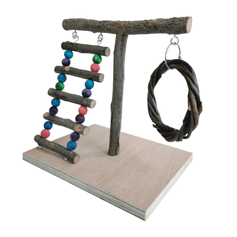 BINYOU Activity Parrot Play Stand Pet Training Climbing Ladder Bird Wooden Exercise Gym Holder Feeder for Home Living Room Decoration Wood Crafts Animals & Pet Supplies > Pet Supplies > Bird Supplies > Bird Gyms & Playstands BINYOU B