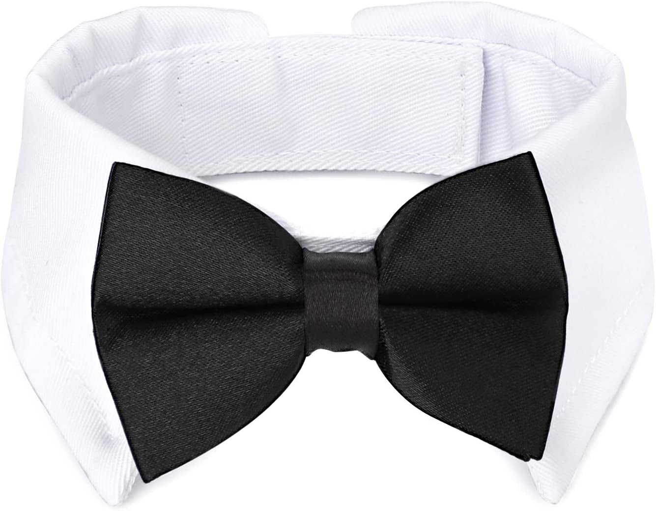 Dog Tuxedo Collar, Segarty Bow Tie Dog Collar, Black Bowtie with Handcrafted Adjustable White Collar Formal Pet Cats Necktie Collar for Small Medium Large Boy Dog Wedding Grooming Bows Birthday Gift Animals & Pet Supplies > Pet Supplies > Dog Supplies > Dog Apparel Segarty black S