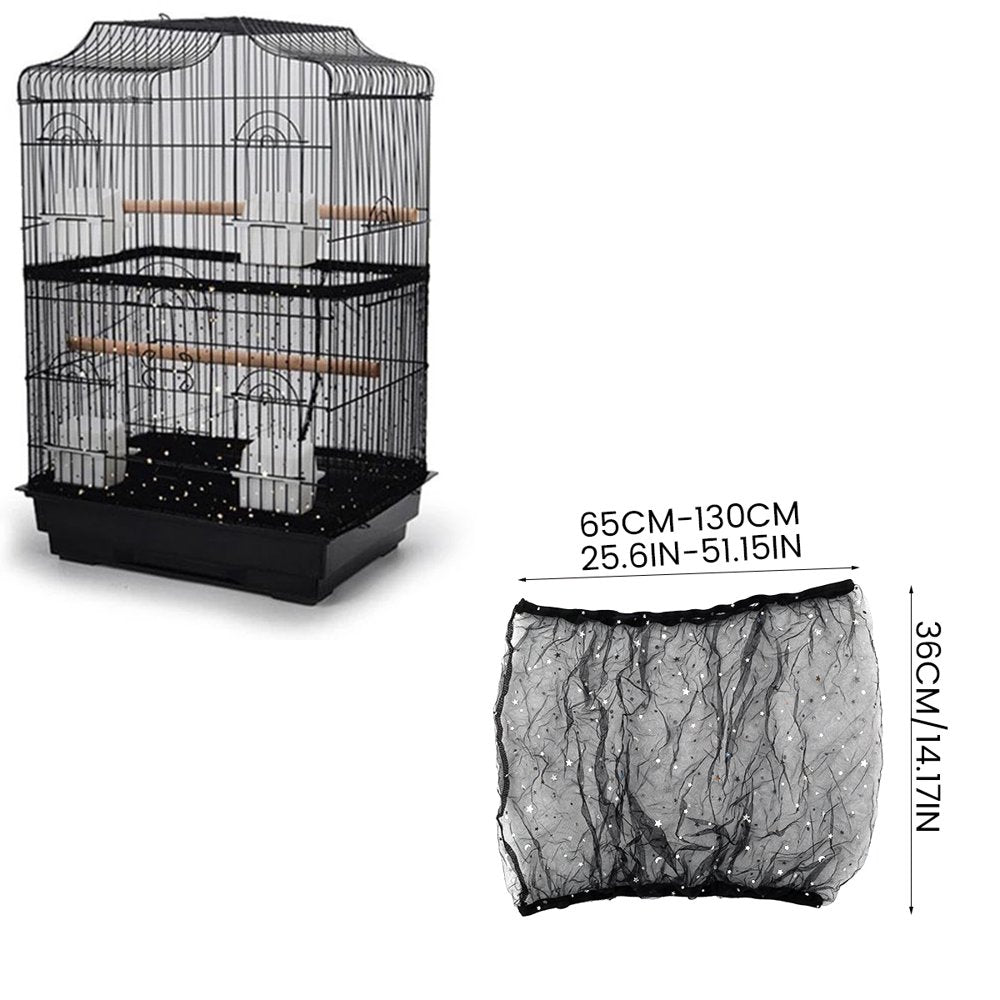 Birdcage Cover Adjustable Bird Cage Seed Catcher Nylon Parrot Cage Skirt Washable and Reusable Mesh Pet Bird Cage Skirt Guard Cage Accessories for Square round Cage Animals & Pet Supplies > Pet Supplies > Bird Supplies > Bird Cage Accessories Dupashio Black: Star Moon