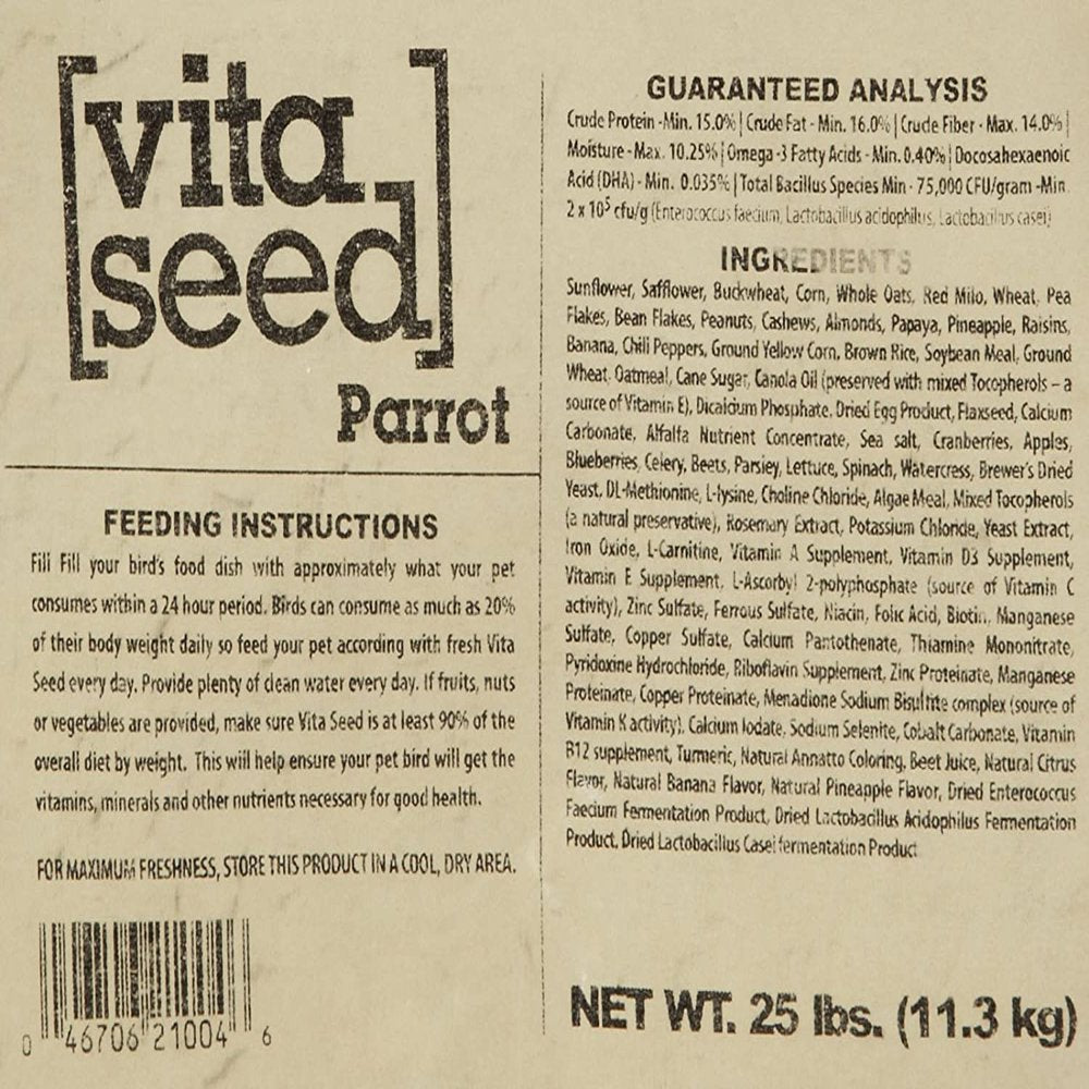 Higgins 466145 Vita Seed Parrot Food for Birds, 25-Pound by Brand Higgins Animals & Pet Supplies > Pet Supplies > Bird Supplies > Bird Food Higgins Premium Pet Foods