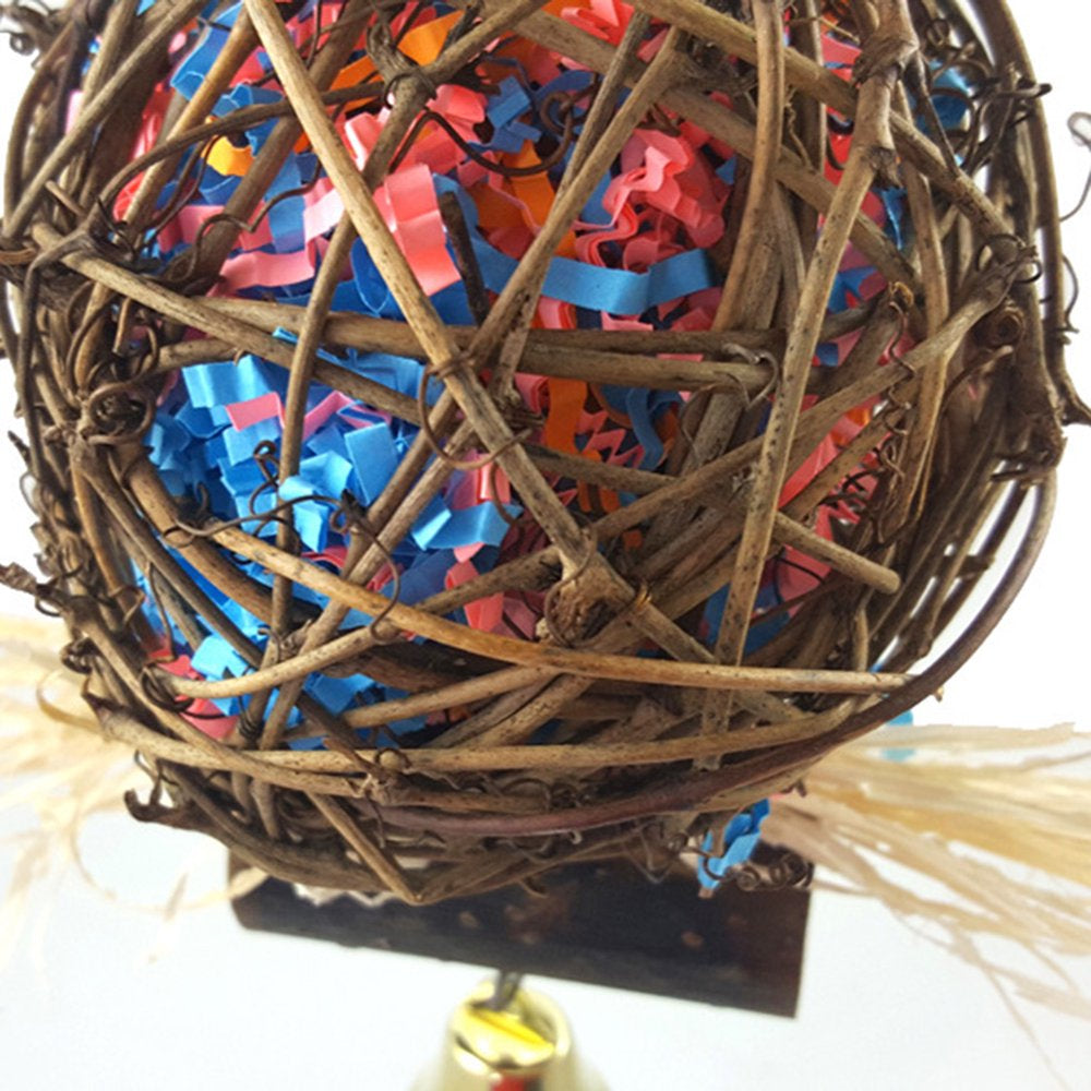 D-GROEE Bird Chewing Toys Rattan Ball with Shredder Toy Parrot Cage Shredder Toy Foraging Hanging Toy for Budgie Parakeet Bird Animals & Pet Supplies > Pet Supplies > Bird Supplies > Bird Toys D-GROEE