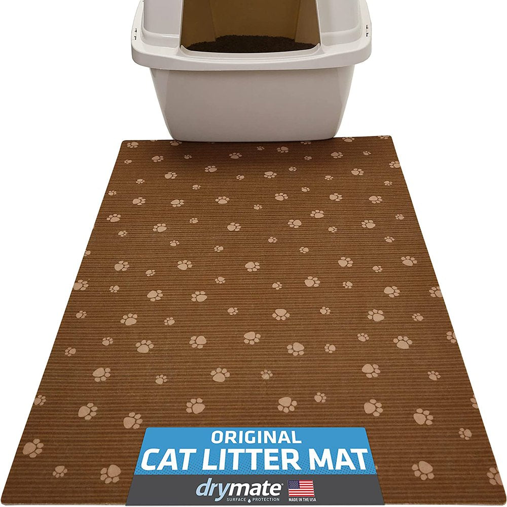 Drymate Original Cat Litter Mat, Contains Mess from Box for Cleaner Floors, Urine-Proof, Soft on Kitty Paws -Absorbent/Waterproof- Machine Washable, Durable (USA Made) Animals & Pet Supplies > Pet Supplies > Cat Supplies > Cat Litter Box Mats Drymate Large (20" x 28") Brown Stripe Tan Paw 