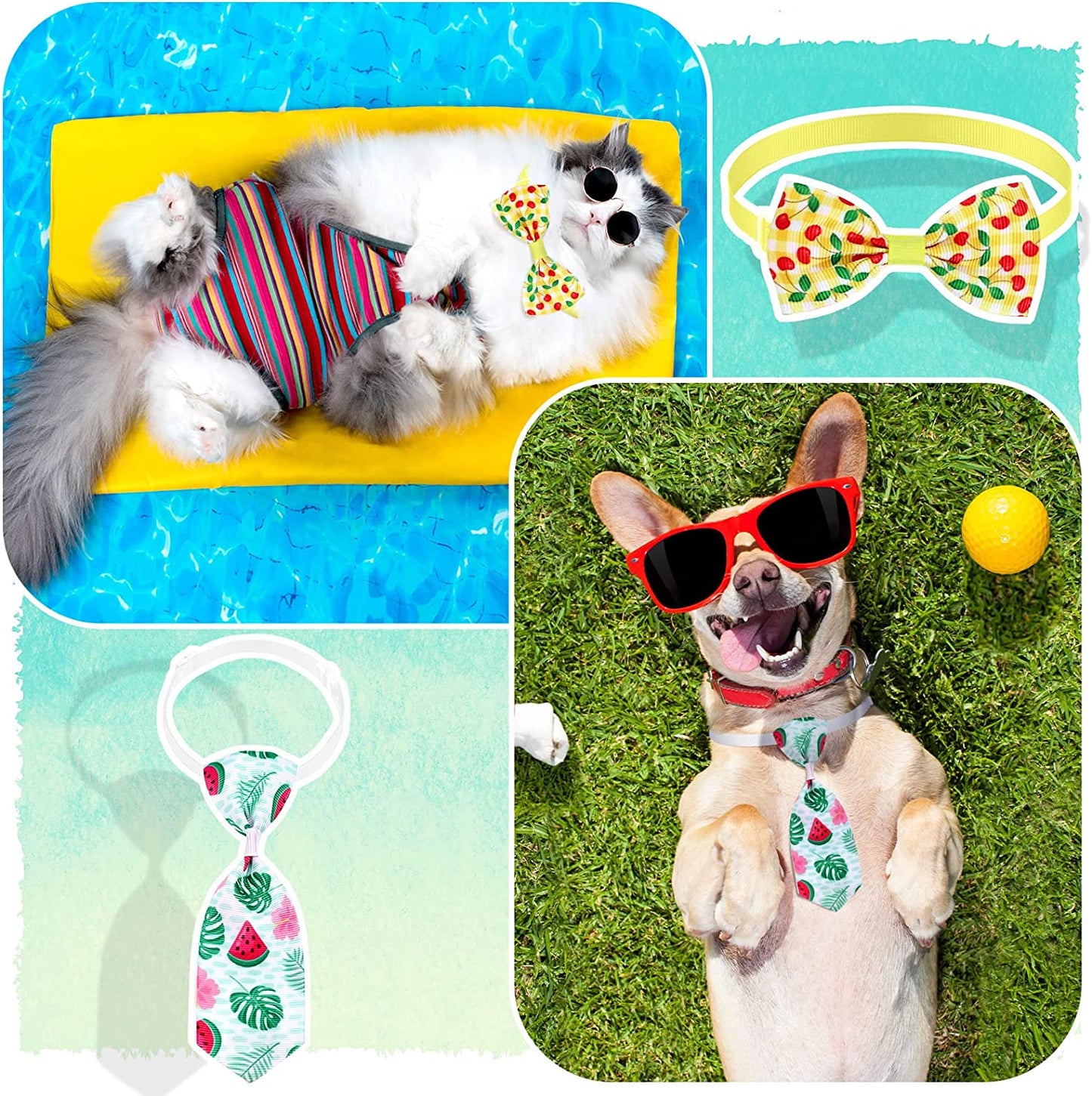 40 Pieces Dog Bow Tie Collar Set Includes 18 Dog Neckties 18 Dog Bow Ties and 4 Pet Bandana Adjustable Dog Bowties Neckties Collars for Dogs Cat Decoration(Classic Pattern) Animals & Pet Supplies > Pet Supplies > Dog Supplies > Dog Apparel Saintrygo