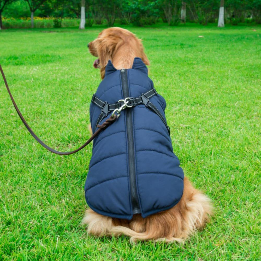 Pet Dog Jacket Vest Waterproof Thick Fleece Warm Coat for Puppy Cat Winter Cold Weather Apparel Animals & Pet Supplies > Pet Supplies > Cat Supplies > Cat Apparel Canopy 3XL Dark blue 