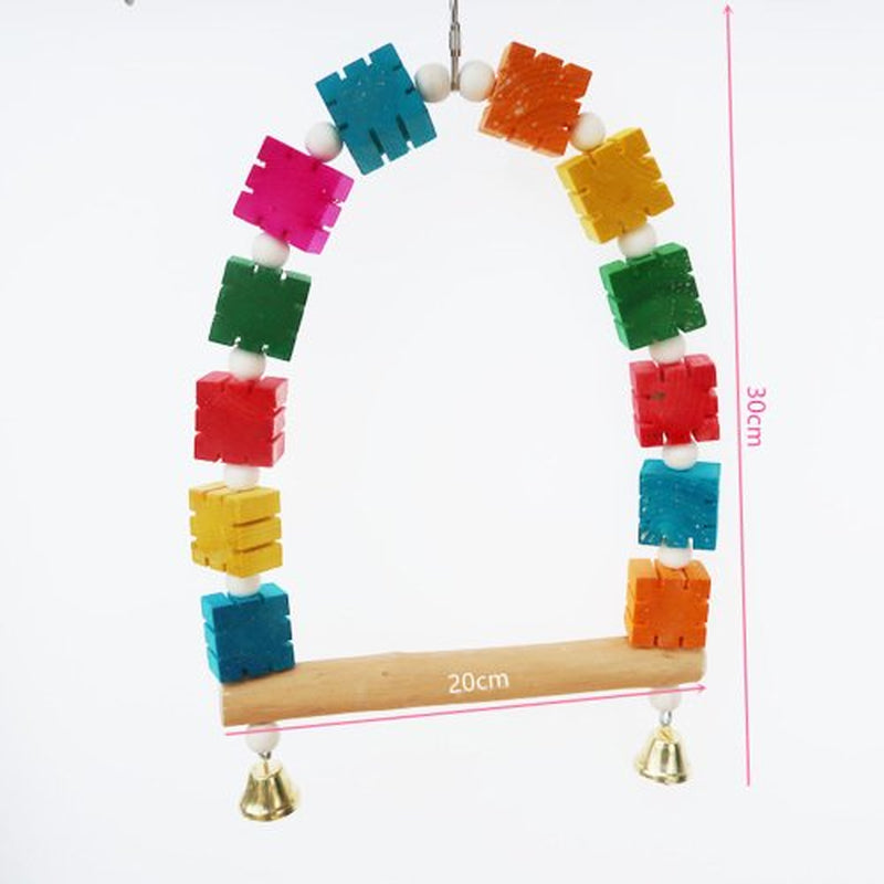 Cheers.Us Bird Toys Parrot Toys,Parrot Swing Toys,Parrots, Parrot Perch Hanging Swing,Love Birds,Colorful Blocks Natural Wood Cage Accessories,Finches Parakeet Toys Bird Cage Accessories Animals & Pet Supplies > Pet Supplies > Bird Supplies > Bird Cage Accessories Cheers.US   