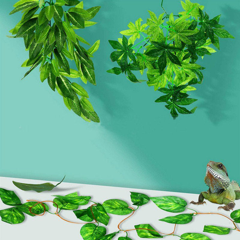 Feiona 3Pcs Reptile Plants Leaves , Aqurium Amphibian Accessories Enclosure Decor Decoration Vines for Climbing,Reptiles Glass Terrarium Decorate Grass Leaf with Suction Cup Fish Aquatic Pets Animals & Pet Supplies > Pet Supplies > Small Animal Supplies > Small Animal Habitat Accessories Feiona