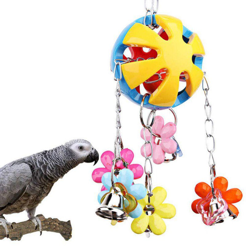 Bird Acrylic Chew Biting Parrot Toy Cage Colorful Hanging Bell Ball Toy with Bells for Parrot Bird Cage Accessries Animals & Pet Supplies > Pet Supplies > Bird Supplies > Bird Toys Ardorlove A  