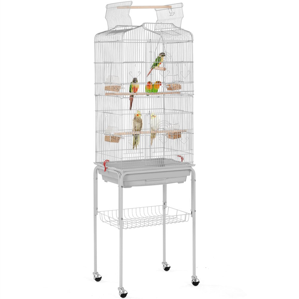 Smilemart 64" Open Top Metal Bird Cage with Detachable Rolling Stand, Teal Blue Animals & Pet Supplies > Pet Supplies > Bird Supplies > Bird Cages & Stands SmileMart Light Gray