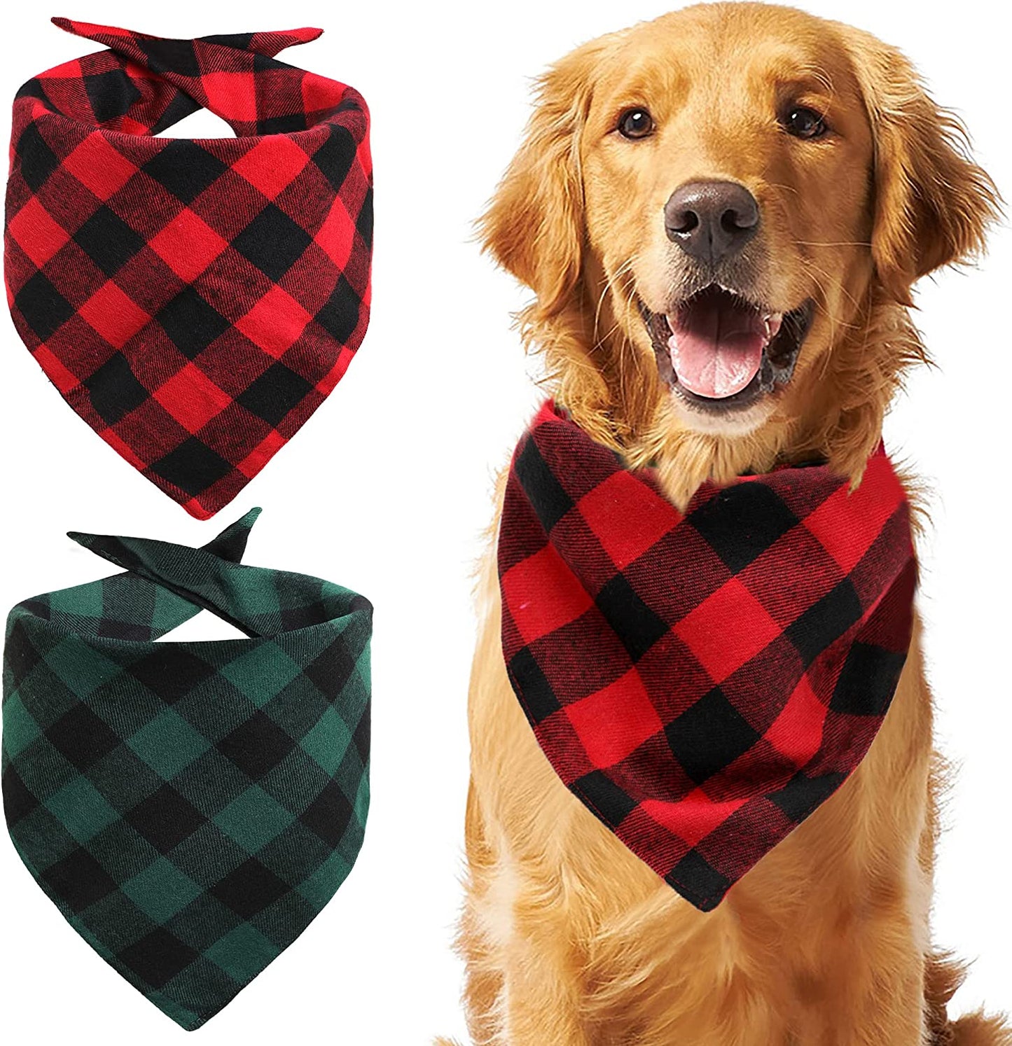 2 Pack Dog Bandana Christmas Pet Triangle Classic Plaid Scarves Thanksgiving Dog Scarfs for Small Medium Large Dogs Adjustable Dogs Bibs Scarfs for Girl and Boy(Large, Black Grid and Red Grid) Animals & Pet Supplies > Pet Supplies > Dog Supplies > Dog Apparel Petbuy Green Grid and Red Grid Large