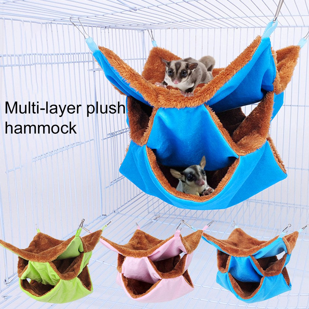 Visland 3 Layer Small Animal Hammock Pet Rat Cage Accessories Bedding Swinging Hammock Sandwich Design for Rats Squirrel Ferret Animals & Pet Supplies > Pet Supplies > Small Animal Supplies > Small Animal Bedding Visland Green