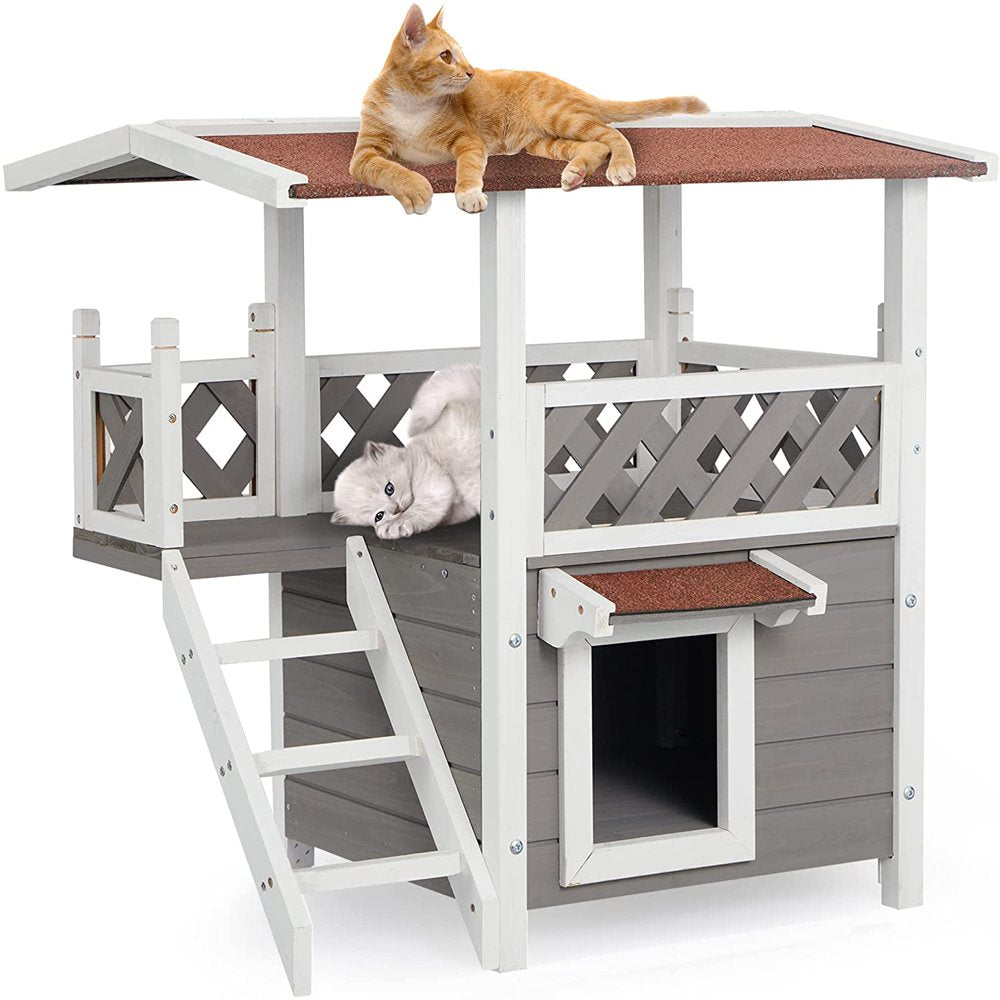 Outdoor Wooden Dog Kennel, Small Animal House with Raised Feet, Waterproof & Openable Asphalt Roof, 33.3”X 24.4”X 22” Animals & Pet Supplies > Pet Supplies > Dog Supplies > Dog Houses AVAWING Cat House-1