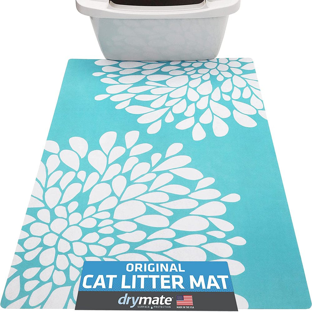 Drymate Original Cat Litter Mat, Contains Mess from Box for Cleaner Floors, Urine-Proof, Soft on Kitty Paws -Absorbent/Waterproof- Machine Washable, Durable (USA Made) Animals & Pet Supplies > Pet Supplies > Cat Supplies > Cat Litter Box Mats Drymate Large (20" x 28") Rejuvenation Blue 