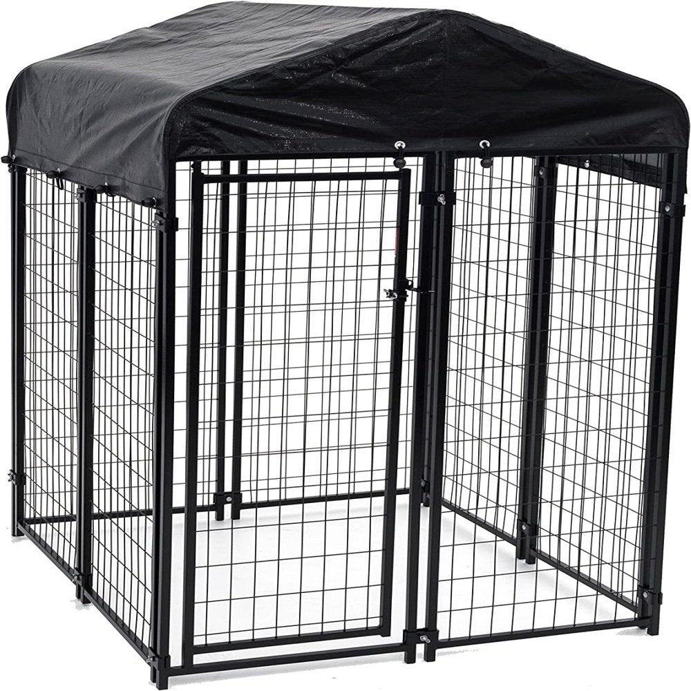 Lakeyen 60544 Uptown Spacious 4 X 4 X 6 Heavy Duty Welded Wire Outdoor Dog Kennel with Water Resistant Cover Black Animals & Pet Supplies > Pet Supplies > Dog Supplies > Dog Kennels & Runs Lakeyen