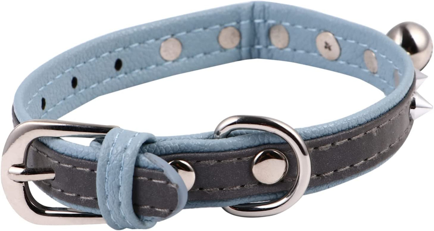 Balacoo Pet Collar Chain Necklace Choker Chain for Dogs Chocker Pet Collar with Rivet Decorative Collars for Dogs Bow Tie Dog Collar Cat Necklace with Bell Pet Neck Chain Collar for Pet Pu Animals & Pet Supplies > Pet Supplies > Dog Supplies > Dog Apparel Balacoo Blue 28x28cm