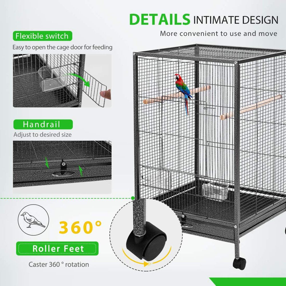 Vivohome Wrought Iron Bird Cage with Rolling Stand for Parrots, Lovebirds and Cockatiel, 30 Inch Animals & Pet Supplies > Pet Supplies > Bird Supplies > Bird Cages & Stands VIVOHOME