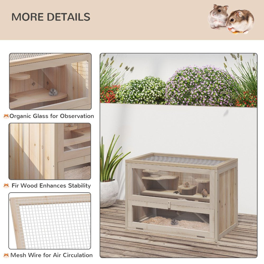 Carevas 2-Level Hamster Cage & Small Animal Habitat for Rabbits, Guinea Pigs & Chinchillas with Openable Roof & Window Animals & Pet Supplies > Pet Supplies > Small Animal Supplies > Small Animal Habitats & Cages Carevas