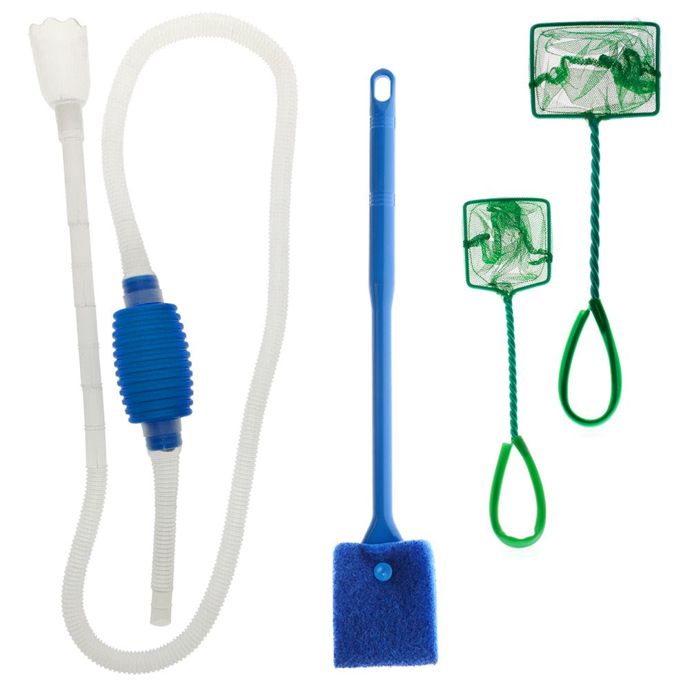 Greenjoy Fish Tank Cleaner Aquarium Cleaning Tools Kit Fish Net Siphon Gravel Cleaner Water Exchange Tools Brush Algae Fish Nets Aquarium Vacuum Scrubber 4 Packs Animals & Pet Supplies > Pet Supplies > Fish Supplies > Aquarium Fish Nets GreenJoy Pet Supplies