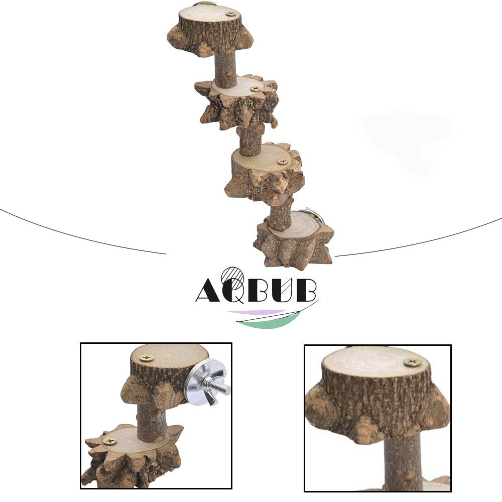 Bird Platform Perch Playground for Parrots, Cage Natural Wood Play Parrot Flat Perch for Big Birds, Bird Cage Ladder Climbing Toys 4 Steps Animals & Pet Supplies > Pet Supplies > Bird Supplies > Bird Ladders & Perches KOL PET