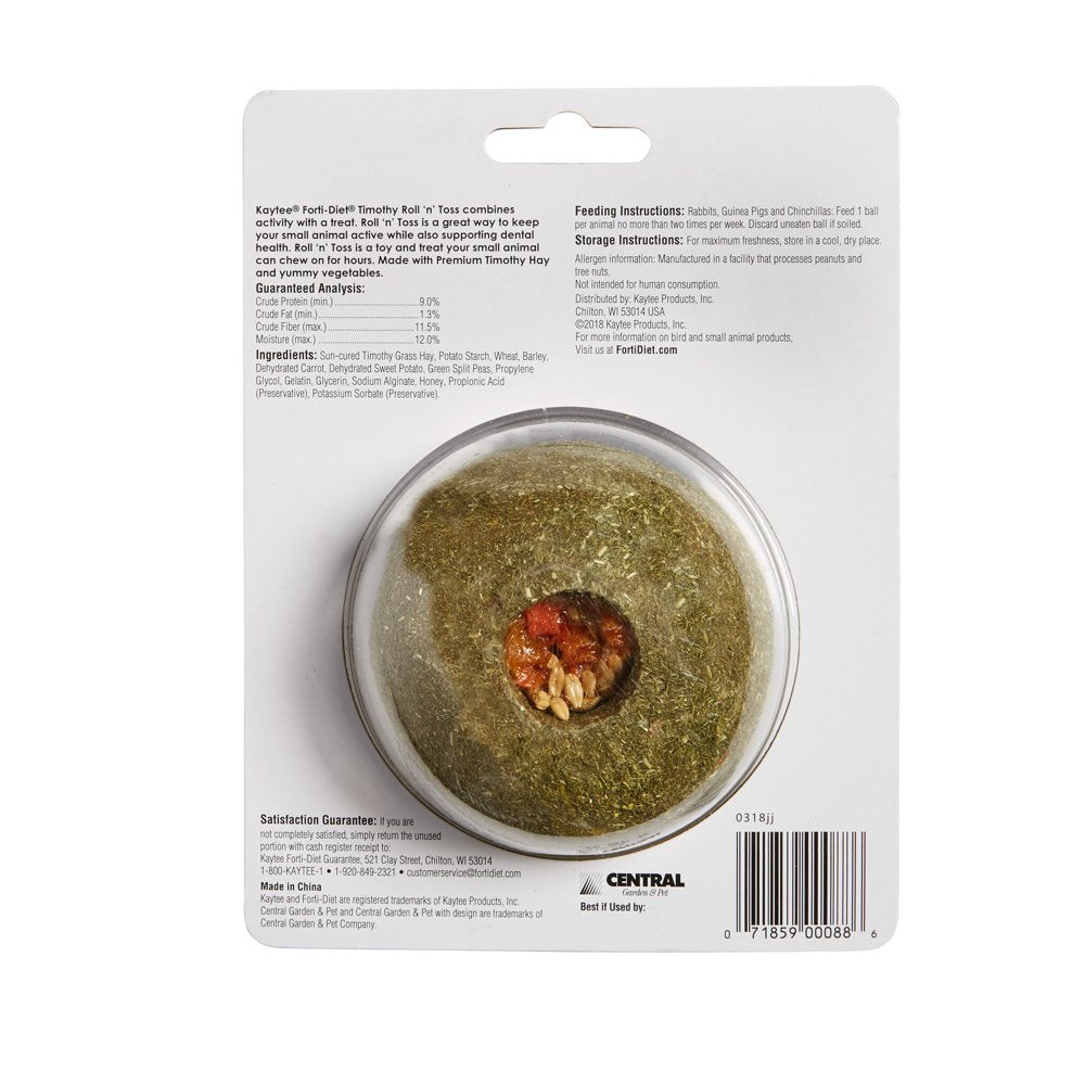 Kaytee Forti-Diet Timothy Roll 'N' Toss Small Animal Treat & Toy Animals & Pet Supplies > Pet Supplies > Small Animal Supplies > Small Animal Food Central Garden and Pet