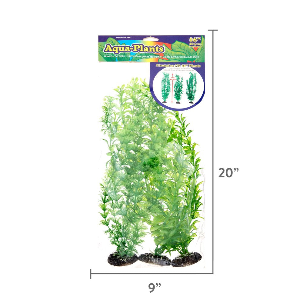 Penn-Plax Aqua-Plants Plastic Aquarium 3 Piece Plant Bundle – Green – 16” Height Animals & Pet Supplies > Pet Supplies > Fish Supplies > Aquarium Decor Penn-Plax