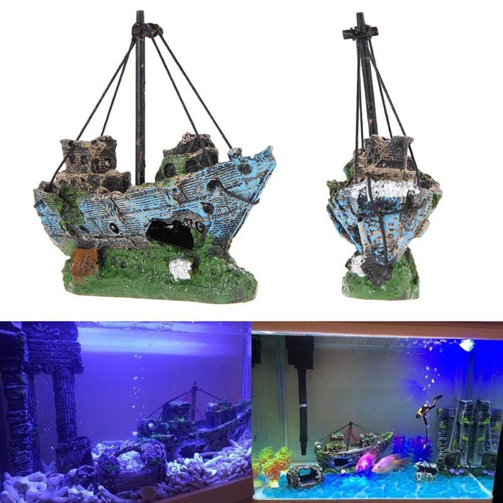 Black Friday Deals 2022,Pet Supplies Aquarium Nets Ship Boat View Aquarium Rockery Hiding Cave Tree Fish Tank Ornament Decoration B Animals & Pet Supplies > Pet Supplies > Fish Supplies > Aquarium Fish Nets KOL PET