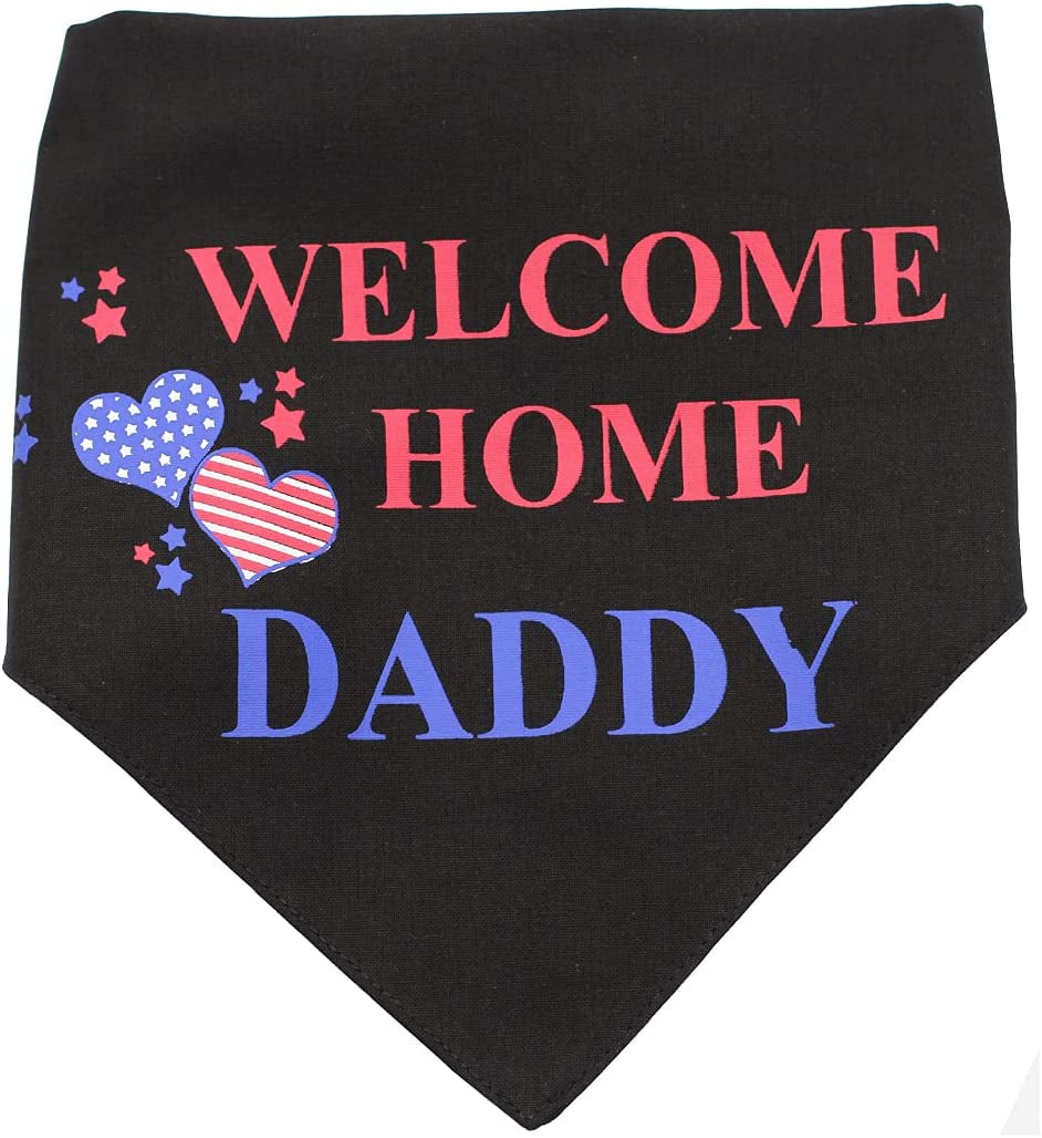 Eechicspace Welcome Home Daddy Decorations Dog Bandana Black Scarf Military Army Soldier Marine Navy Air Force Gift for Small Pets Animals & Pet Supplies > Pet Supplies > Dog Supplies > Dog Apparel EechicSpace Black(for daddy) Large (Pack of 1)