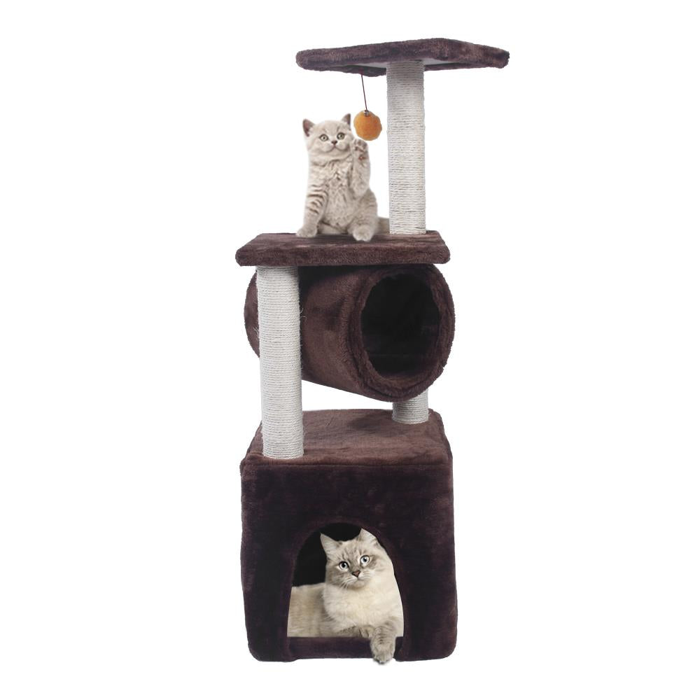 Samyohome 36" Cat Tree Play House Tower with Toy Ball Condo Furniture Scratch Post Basket -For Kittens, Brown Animals & Pet Supplies > Pet Supplies > Cat Supplies > Cat Furniture KOL PET