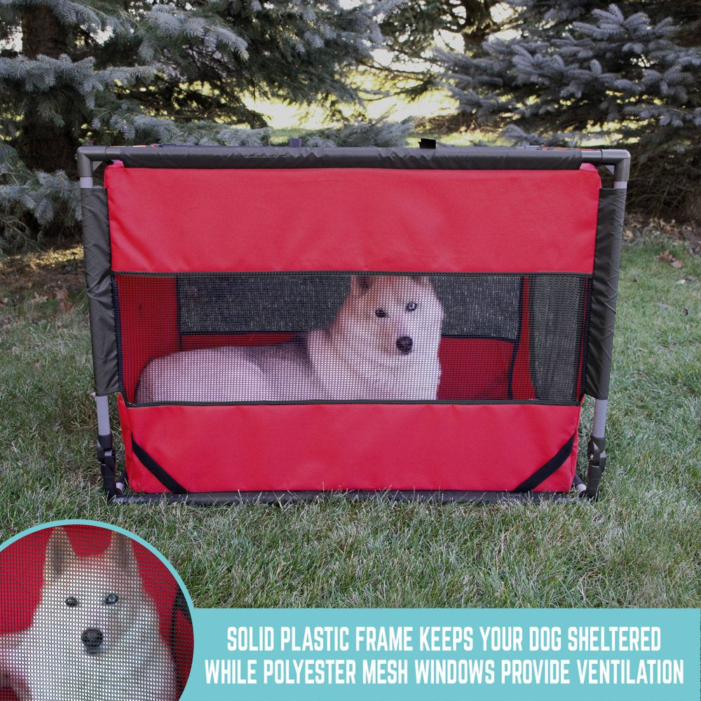 SP Large Folding Dog Kennel, Large, Red, Polyester, Plastic Animals & Pet Supplies > Pet Supplies > Dog Supplies > Dog Kennels & Runs Sport Pet Designs
