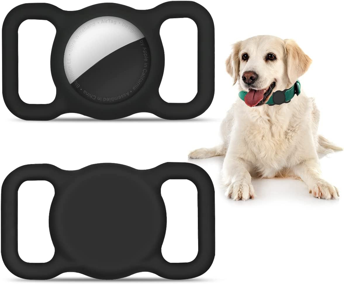 Case for Airtag Dog Collar Holder, Airtag Holder Silicone Non-Shake Protective Cover for Dog Cat Pet Loop Collar, School Bag Strap Band, Compatible with Apple Airtag Case for Dog Collar (Blue-2Pack) Electronics > GPS Accessories > GPS Cases D DOMISOL Black 2 pack 