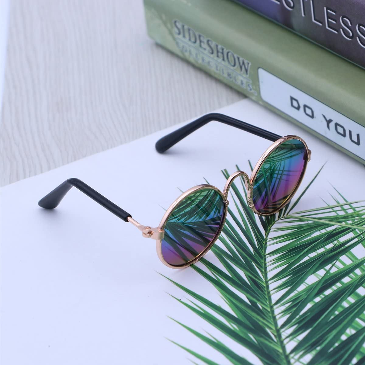 POPETPOP Fashion Pet Sunglasses, Puppy Kitty Cool Glasses, Small Pet Dogs Eyewear Cats Sunglasses Pet Photos Props (Blue-Green) Animals & Pet Supplies > Pet Supplies > Dog Supplies > Dog Apparel POPETPOP