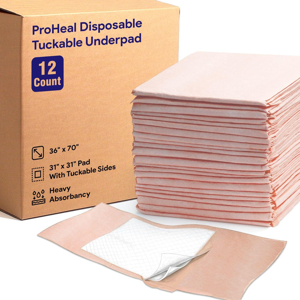 Proheal Disposable Heavy Absorbent Tuckable Underpads (96 Pack) 36" X 70" (31X31 Pad) Animals & Pet Supplies > Pet Supplies > Dog Supplies > Dog Diaper Pads & Liners ProHeal 12