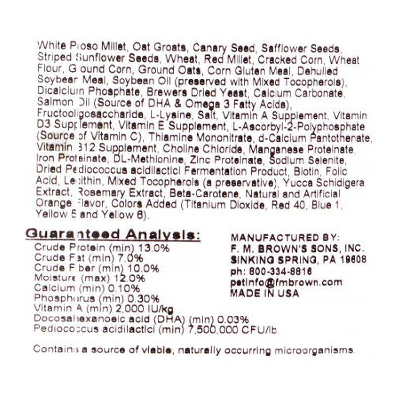 Brown'S Encore Cockatiel Bird Food, 22.5 Lb Animals & Pet Supplies > Pet Supplies > Bird Supplies > Bird Food F.M. BROWN'S SONS, INC.