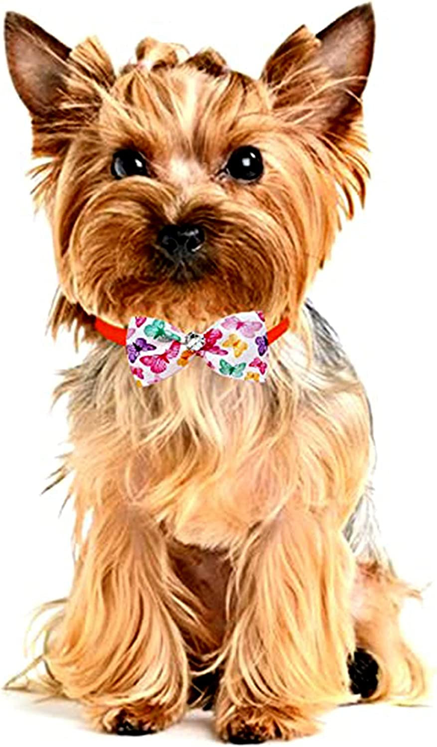 Jpgdn 12Pcs Pet Bowties Dog Bow Ties Neck Bows with Glittery Rhinestone Adjustable Neckties Collar for Small Medium Puppy Doggy Cats Animals Grooming Accessories Animals & Pet Supplies > Pet Supplies > Dog Supplies > Dog Apparel JpGdn