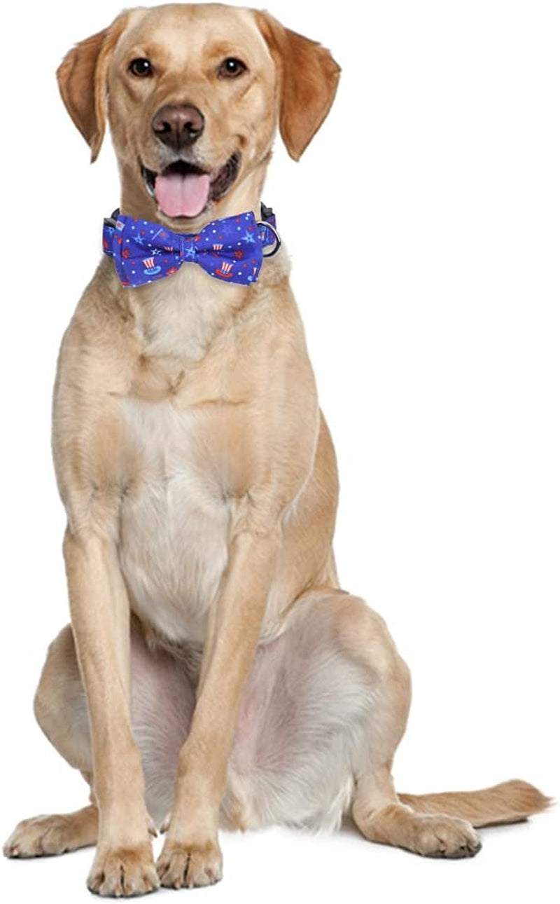 American Flag Dog Collar with Removable Cute Bow Tie Adjustable Pet Collars 4Th of July Independence Day Large Animals & Pet Supplies > Pet Supplies > Dog Supplies > Dog Apparel Lamphyface