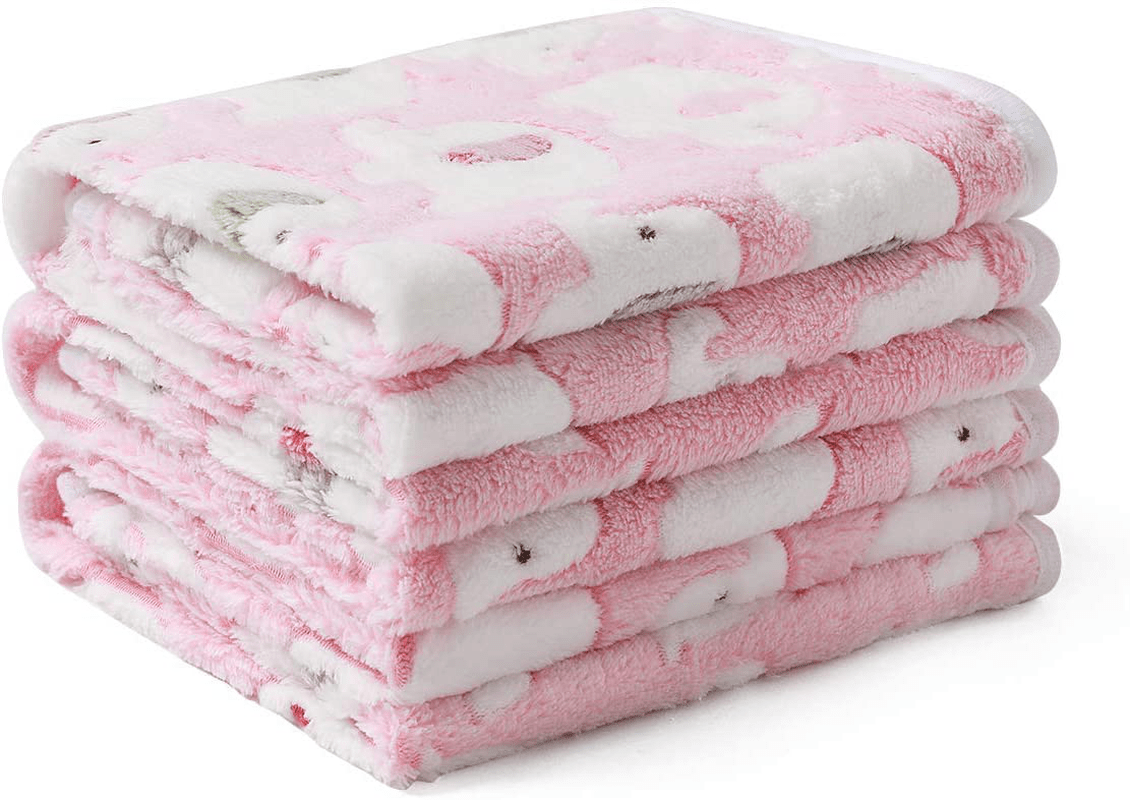 1 Pack 3 Blankets Super Soft Fluffy Premium Cute Elephant Pattern Pet Blanket Flannel Throw for Dog Puppy Cat Animals & Pet Supplies > Pet Supplies > Small Animal Supplies > Small Animal Bedding Luciphia Pink Large (Pack of 3)