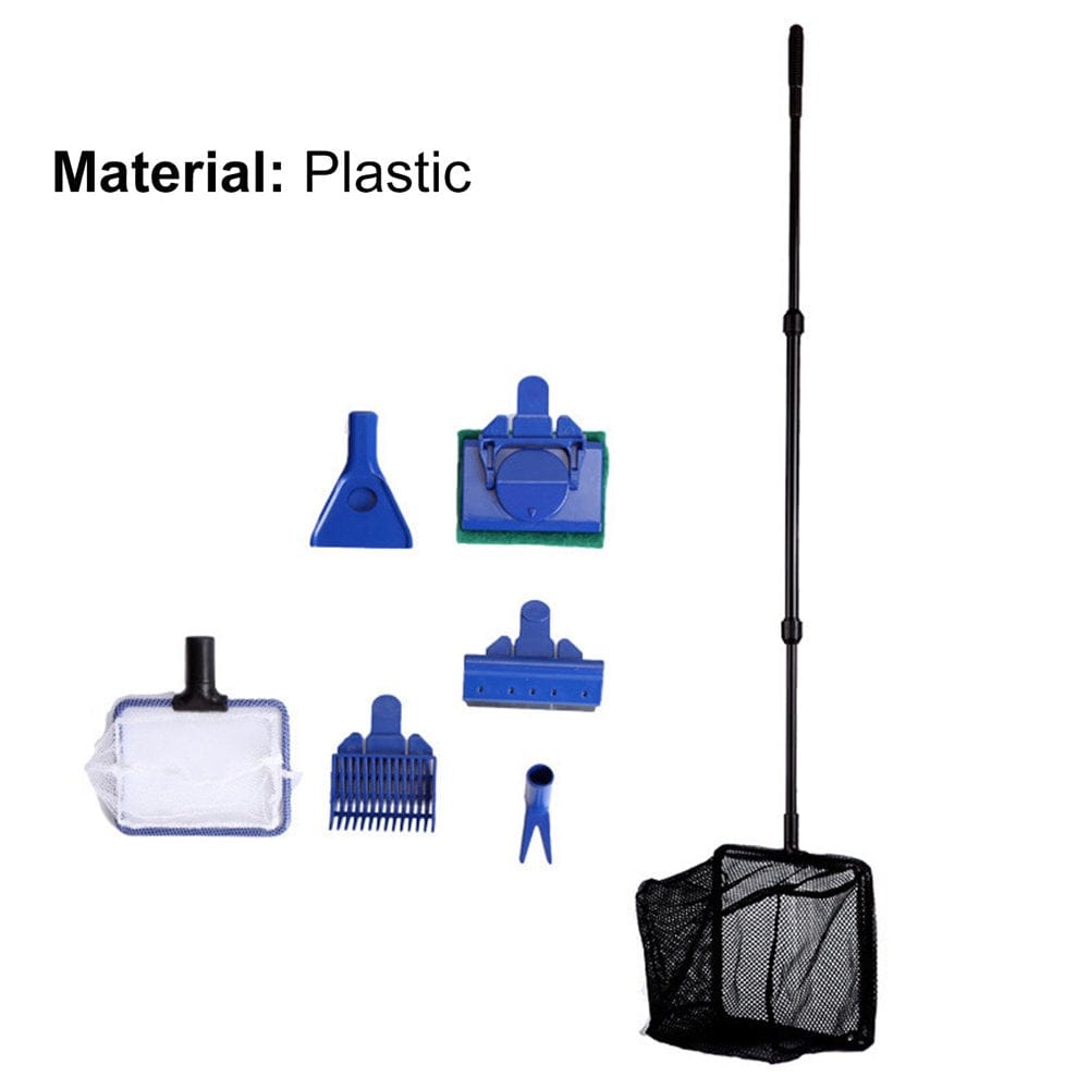1 Set Aquarium Cleaning Kit with Long Telescopic Handle Algae Scraping 6 in 1 Fish Tank Gravel Waterweed Cleaning Tool Aquarium Supplies Animals & Pet Supplies > Pet Supplies > Fish Supplies > Aquarium Cleaning Supplies Minjieyu