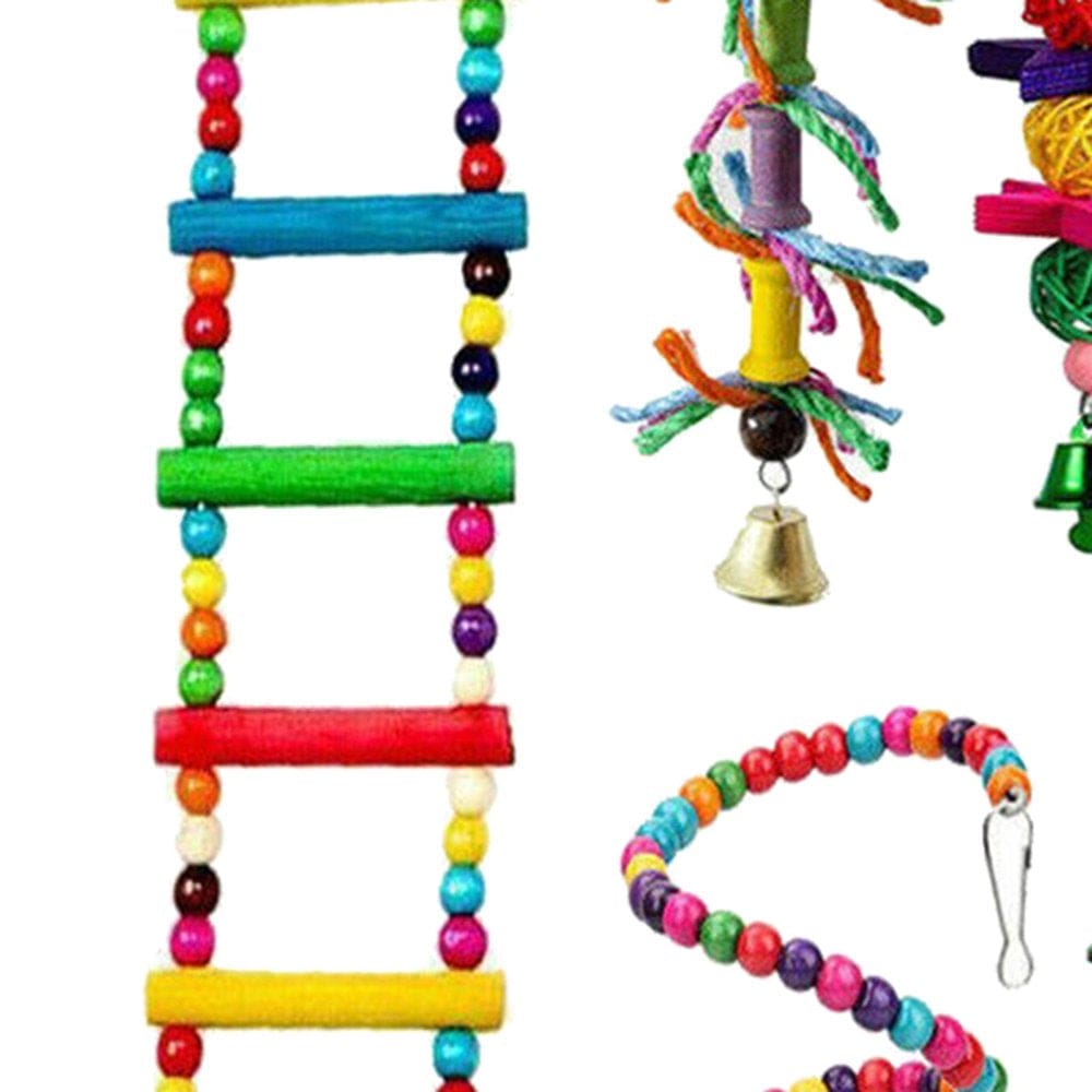 10 Pieces Bird Budgie Cage Swing Chewing Toys.Standing Hanging Perch Hammock Climbing Ladder Parrot Cage Parakeets, Parrots,Lovebirds Animals & Pet Supplies > Pet Supplies > Bird Supplies > Bird Ladders & Perches Menolana