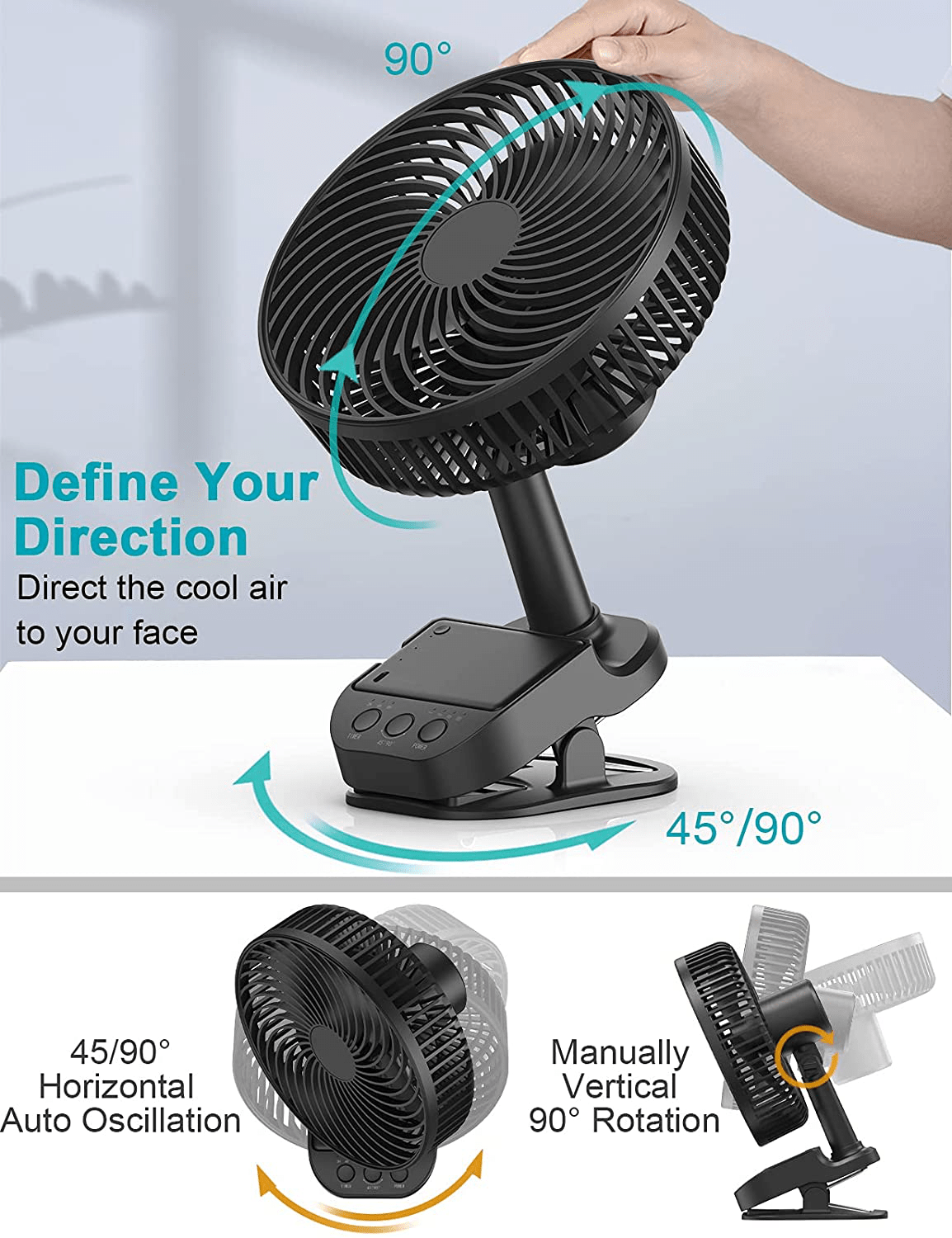 10000Mah Oscillating Battery Operated Fan, 8” Rechargeable Clip on Fan, 4 Speeds, Power Bank Battery, Timer, Clip & Hook for Treadmill, Golf Cart, Camping, Baby Stroller Animals & Pet Supplies > Pet Supplies > Dog Supplies > Dog Treadmills xasla