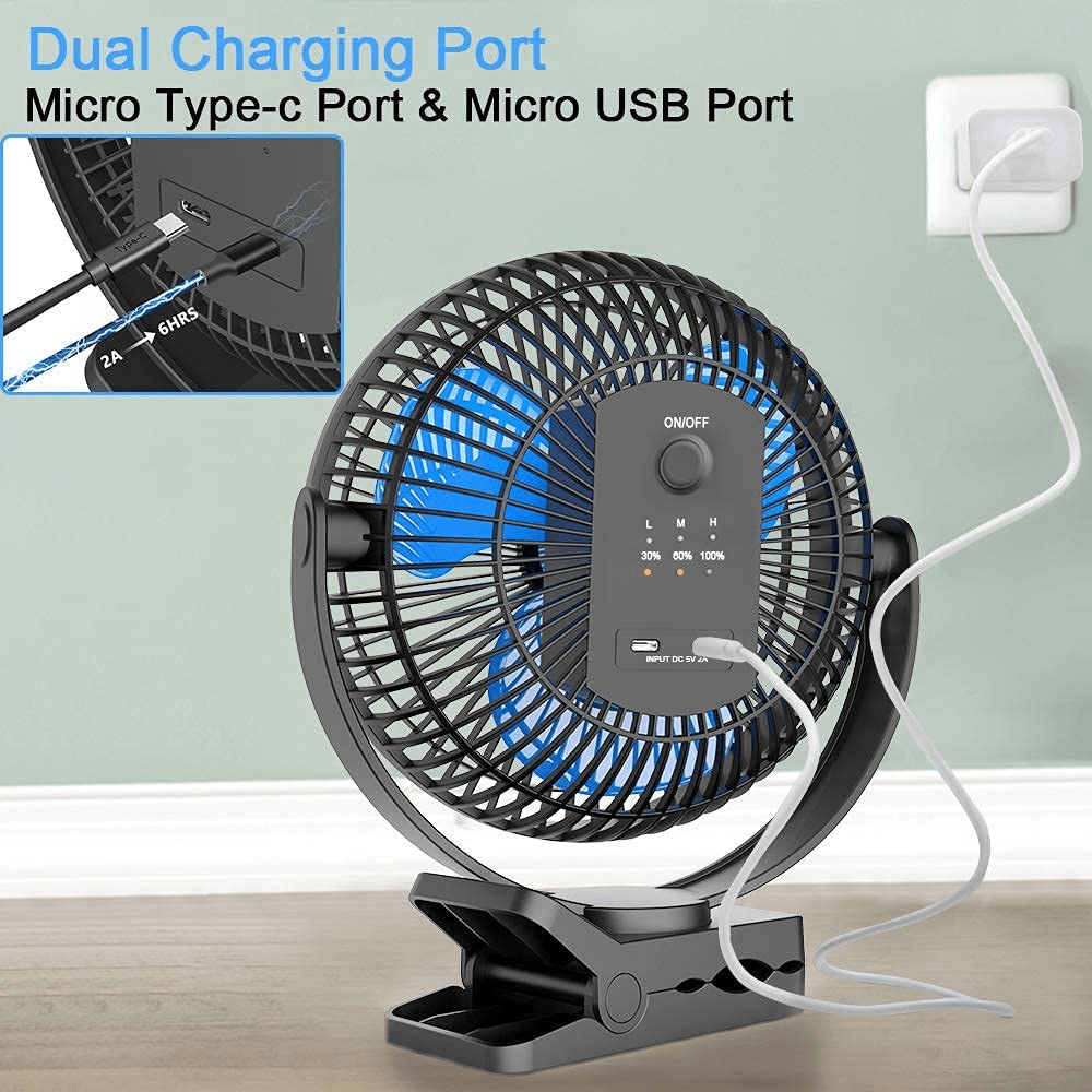 10000Mah Rechargeable Portable Fan, 8-Inch Battery Operated Clip on Fan, USB Fan, 4 Speeds, Strong Airflow, Sturdy Clamp for Personal Office Desk Golf Car Outdoor Travel Camping Tent Gym Treadmill Animals & Pet Supplies > Pet Supplies > Dog Supplies > Dog Treadmills Koonie   