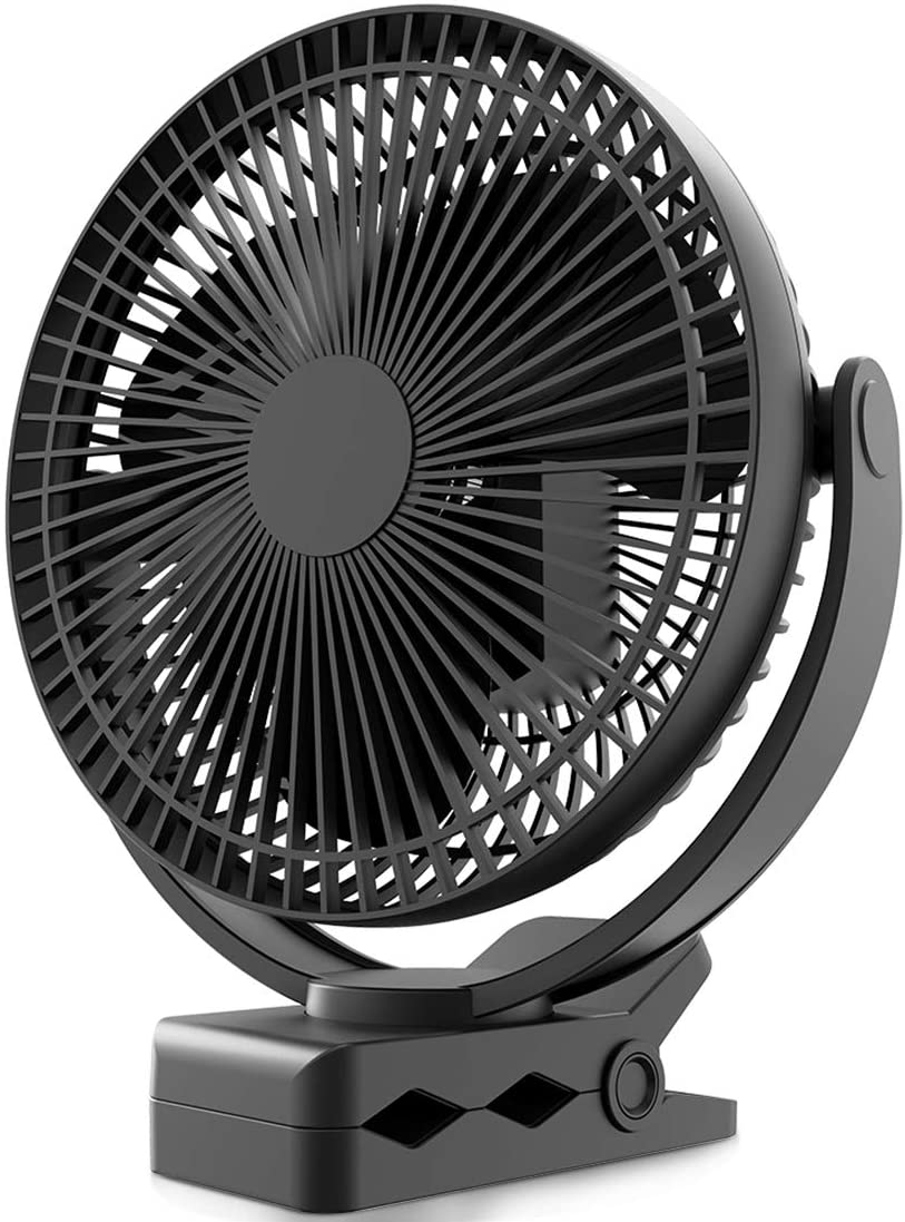 10000Mah Rechargeable Portable Fan, 8-Inch Battery Operated Clip on Fan, USB Fan, 4 Speeds, Strong Airflow, Sturdy Clamp for Personal Office Desk Golf Car Outdoor Travel Camping Tent Gym Treadmill Animals & Pet Supplies > Pet Supplies > Dog Supplies > Dog Treadmills Koonie Black  