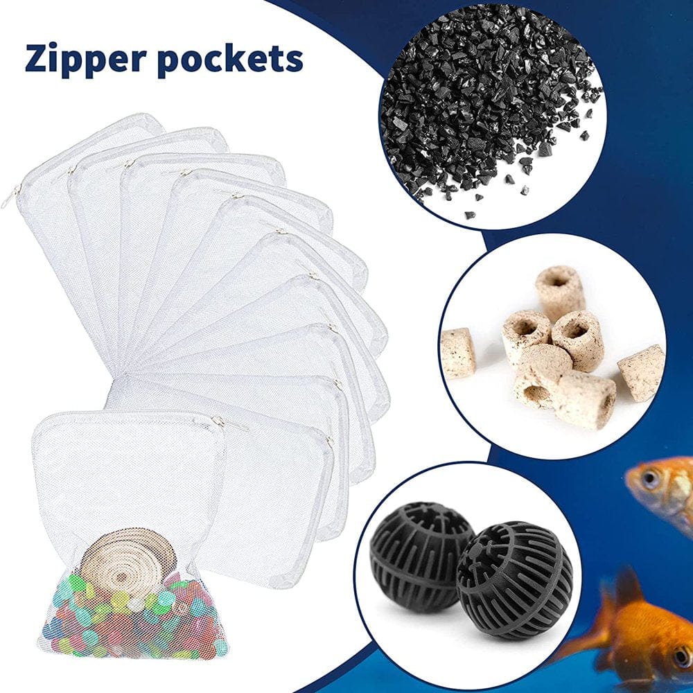 10Pcs Aquarium Filter Media Bags with Zipper for Activated Carbon, Biospheres, Ceramic Rings Animals & Pet Supplies > Pet Supplies > Fish Supplies > Aquarium Filters Daxusay