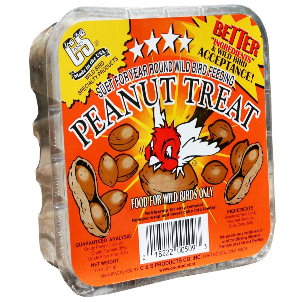 C&S Products Peanut Treat Suet, for Year round Feeding, 11 Oz Cake, Wild Bird Food Animals & Pet Supplies > Pet Supplies > Bird Supplies > Bird Treats Central Garden and Pet