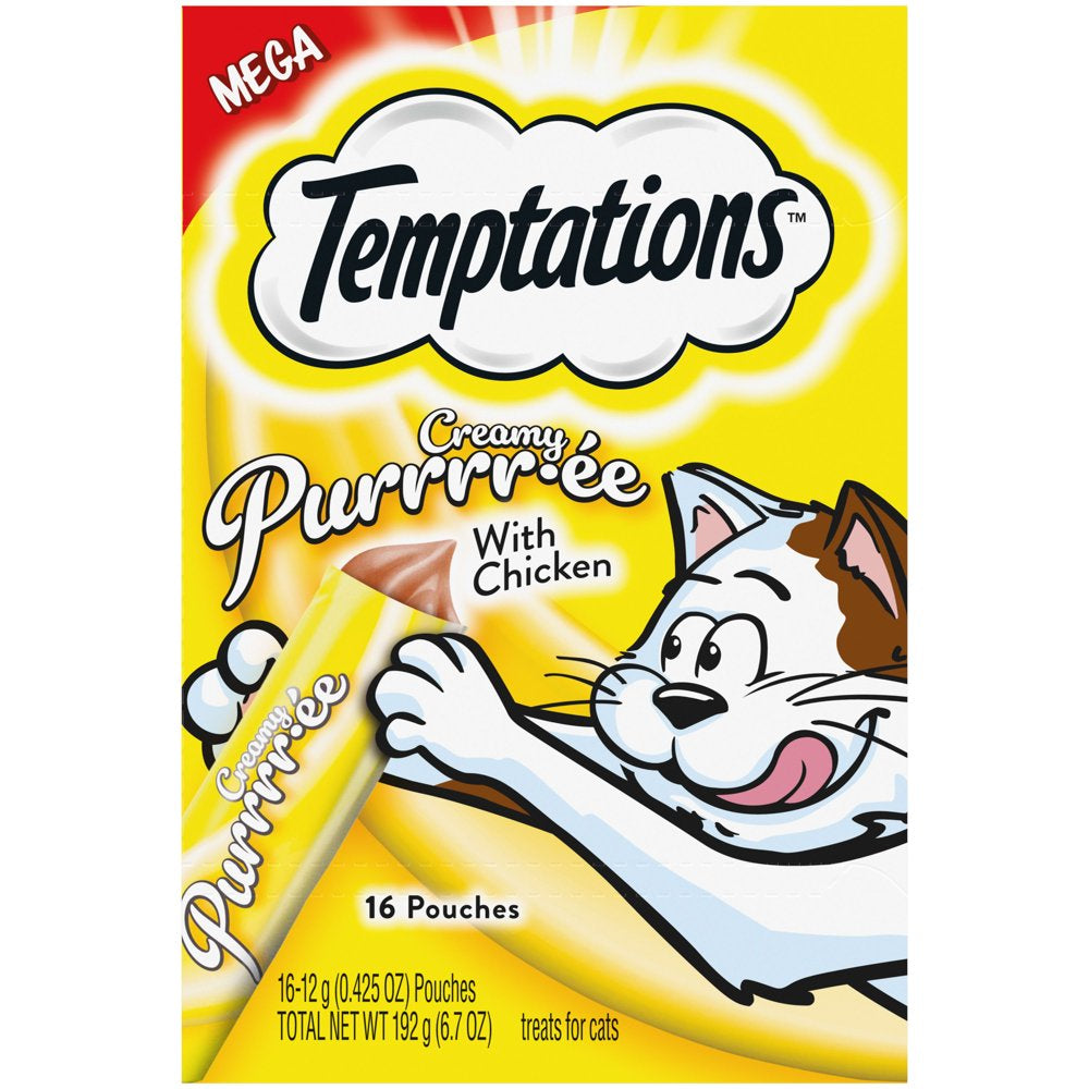 TEMPTATIONS Creamy Puree Chicken Lickable Cat Treats, (24) 12G Pouches Animals & Pet Supplies > Pet Supplies > Cat Supplies > Cat Treats Mars Petcare 6.7 oz (16 ct.)