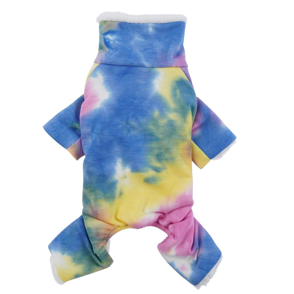 ROZKITCH Dog Pajamas Turtleneck Onesie Soft Breathable Stretchy Cotton Winter Coat Rainbow Tie Dye Shirt 4 Lges Basic Jumpsuit Clothes Apparel Outfit for Puppy and Cat Small Medium Large Dog Animals & Pet Supplies > Pet Supplies > Dog Supplies > Dog Apparel ROZKITCH
