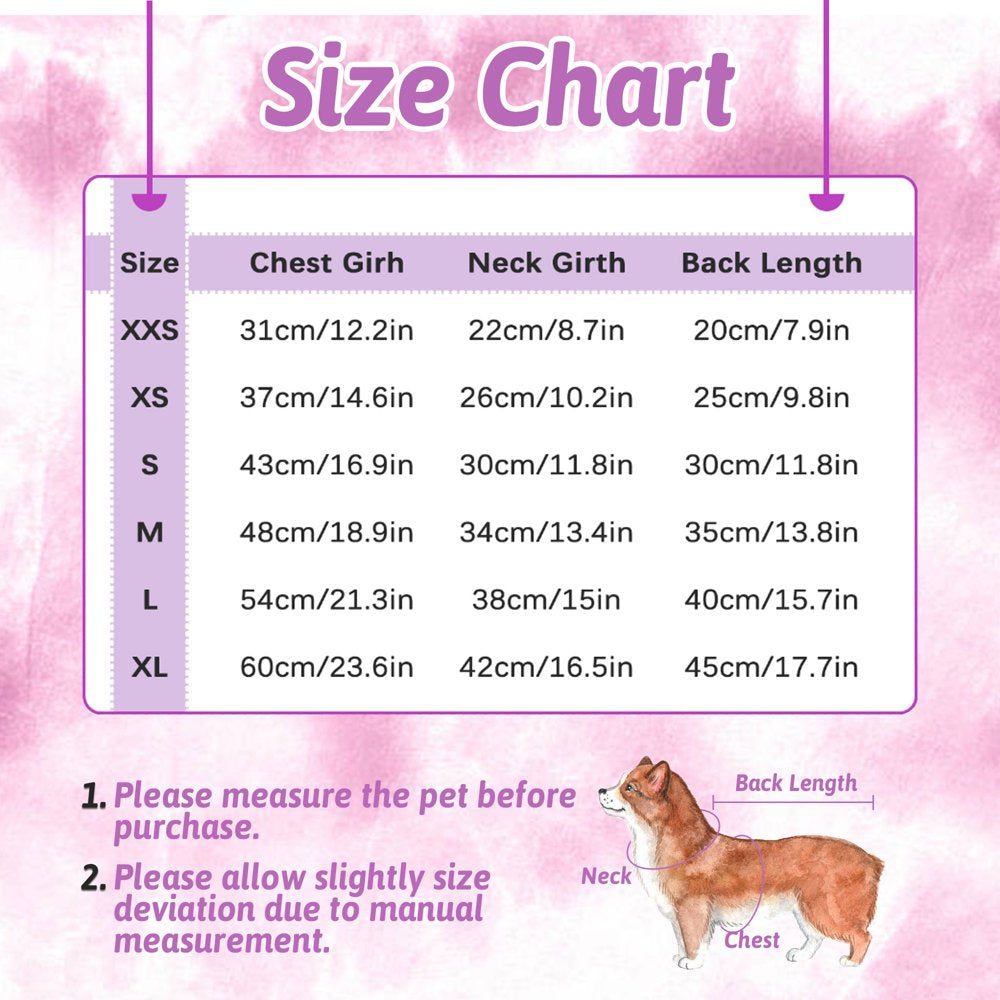 ROZKITCH Dog Pajamas Turtleneck Onesie Soft Breathable Stretchy Cotton Purple Tie Dye Shirt 4 Lges Basic Jumpsuit Light Clothes Apparel Outfit for Puppy and Cat Small Medium Large Dog Animals & Pet Supplies > Pet Supplies > Dog Supplies > Dog Apparel ROZKITCH