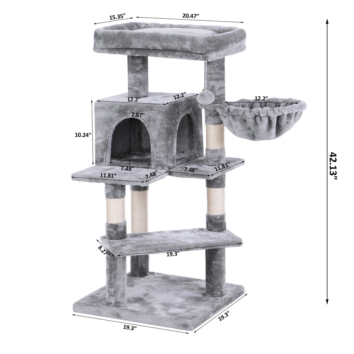 BEWISHOME Cat Tree Tower with Top Plush Perch Multi-Level Cat Condo Sisal Scratching Posts, Cat Play House Activity Center Cat Furniture MMJ12L Animals & Pet Supplies > Pet Supplies > Cat Supplies > Cat Furniture BEWISHOME