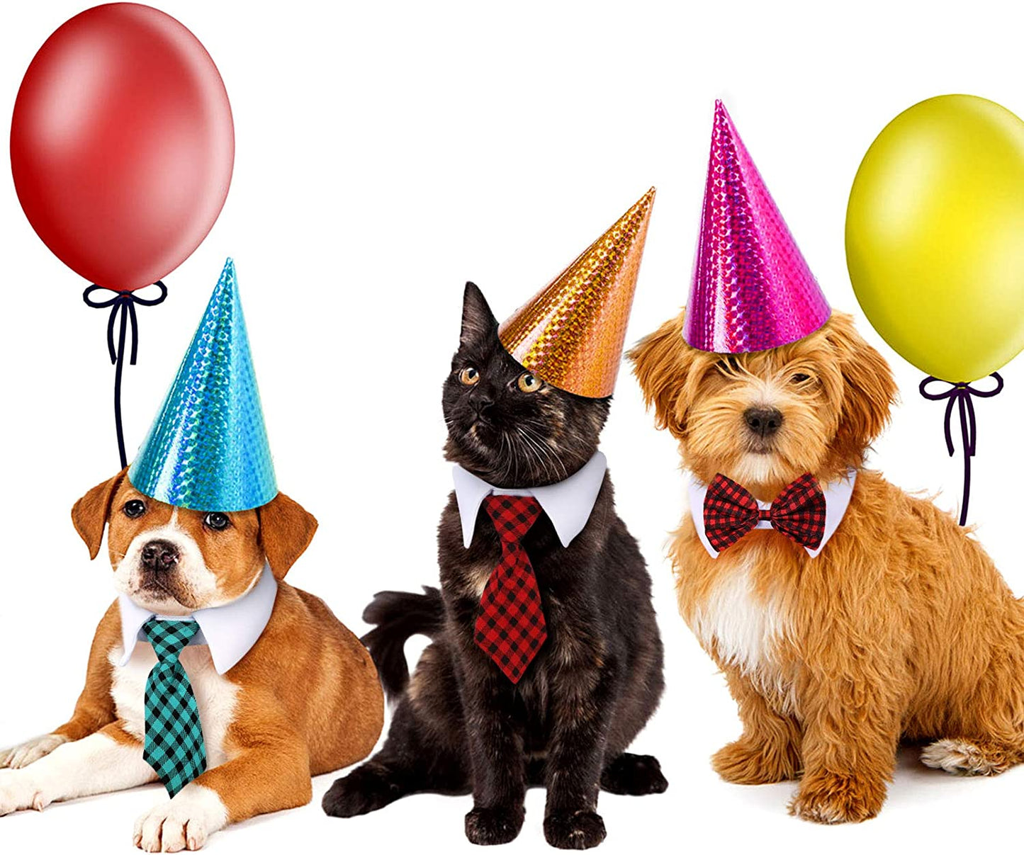 6 Pieces Adjustable Pet Bow Tie Plaid Black Red Pet Formal Tuxedo Costume Necktie Collar Puppy Grooming Ties for Small Dogs and Cats (S) Animals & Pet Supplies > Pet Supplies > Dog Supplies > Dog Apparel Syhood