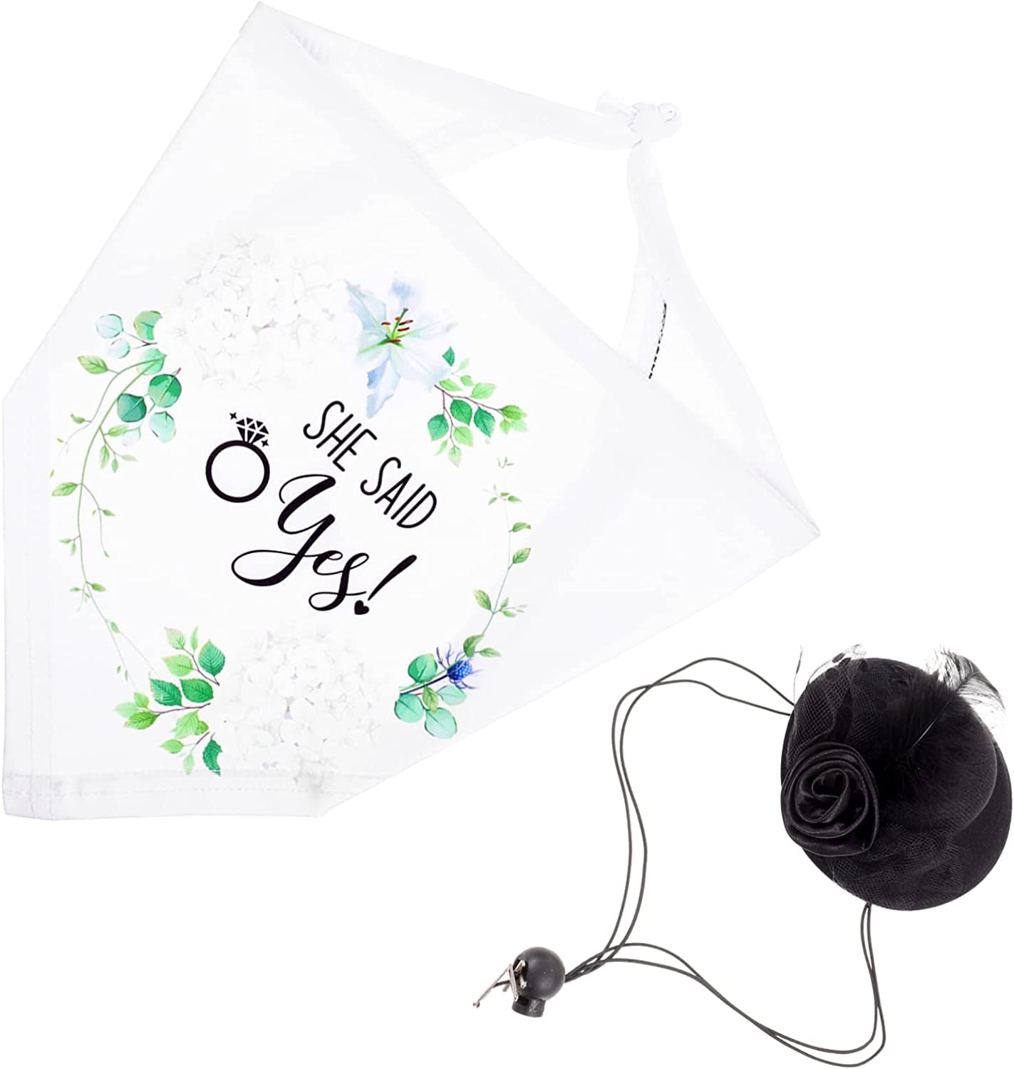 Ipetboom Home Decor 2Pcs Wedding Pet Dog Bandana Dog Bibs Pet Scarf Dog She Said Yes Engagement Wedding Party Bridal Shower Photo Prop Pet Accessories for Dog Lovers Gift White Wedding Decor Animals & Pet Supplies > Pet Supplies > Dog Supplies > Dog Apparel Ipetboom Black